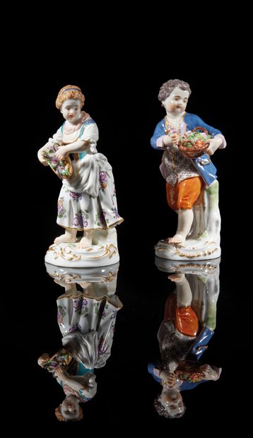 MEISSEN
Two porcelain statuettes of a young...
