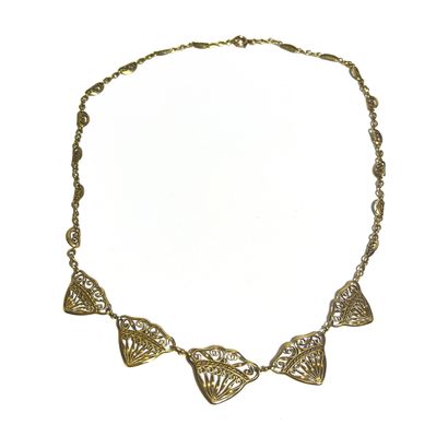 Collier draperie en or 18k (750e), centré...