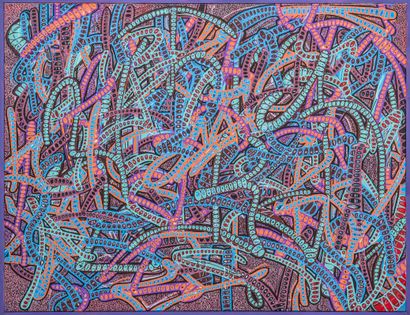 卢卡斯-德洛梅
匹兹堡 44
画布作品
丙烯喷漆和丙烯颜料与马克笔的混合物 
116/89...