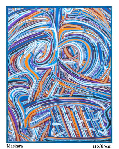 卢卡斯-德洛梅
马斯卡拉 
画布作品
丙烯喷漆和丙烯颜料与马克笔的混合物 
116/89...