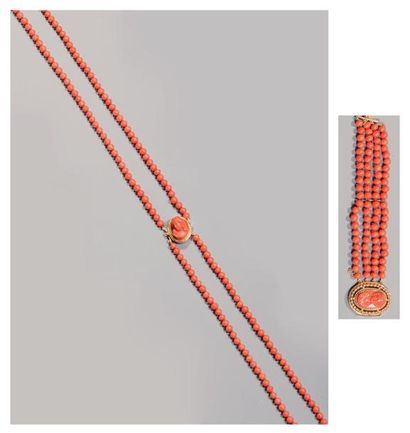 Parure ancienne comprenant un collier et...