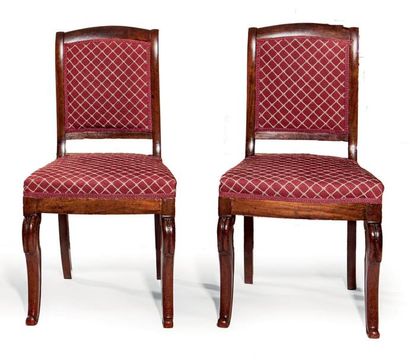 Paire de chaises Epoque Louis-Philippe. Recouverte...