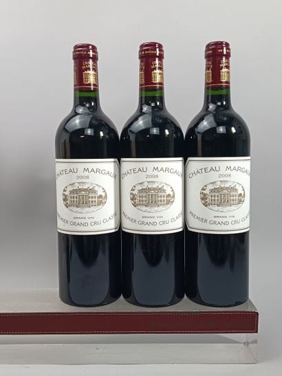 3 bottles Château MARGAUX 2008 - 1er Gcc...