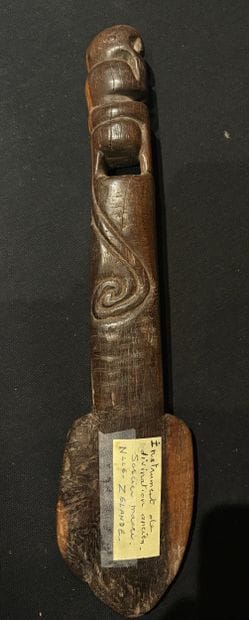 Wooden chief or sorcerer's staff with two...