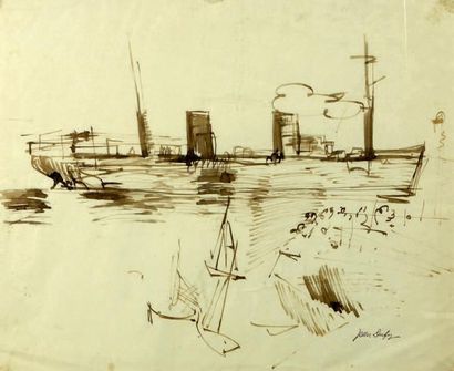 JEAN DUFY (1888-1864)
Bateau à vapeur Lavis...