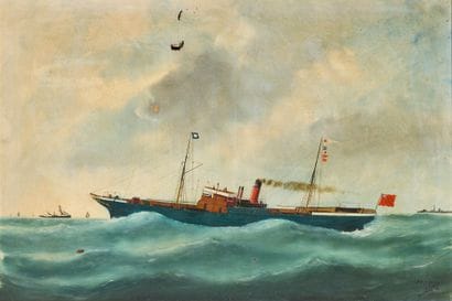 爱德华-亚当（1847-1929）
混合气体
布面油画，右下方有签名和 Dunkerque...