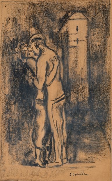 泰奥菲尔-斯泰因伦（1859-1923）
吻
粉彩画，右下方有签名
38 x 24...