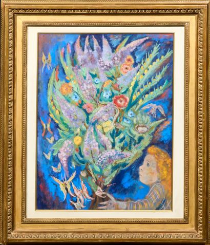 爱德华-约瑟夫-古埃格（1893- 1969）
有孩子的大花束, 1942
水粉画，右下方有签名和年代
62...