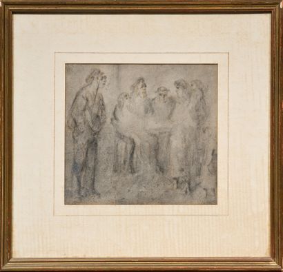康斯坦丁-盖斯（1802-1892）
一组人物
炭笔画和阴影，未署名
13 x 13...