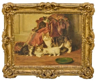 路易-欧仁-兰伯特（1825- 1900）
猫家庭
布面油画，左下方有签名
28...