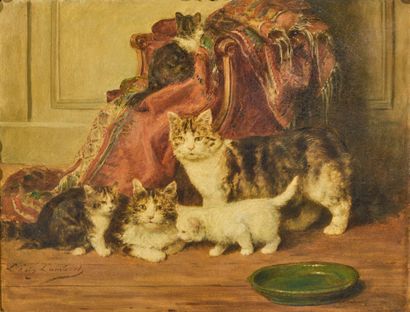 路易-欧仁-兰伯特（1825- 1900）
猫家庭
布面油画，左下方有签名
28...