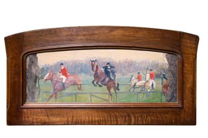 英国学校，20 世纪初
马术场景
一对水粉画
22 x 58 厘米