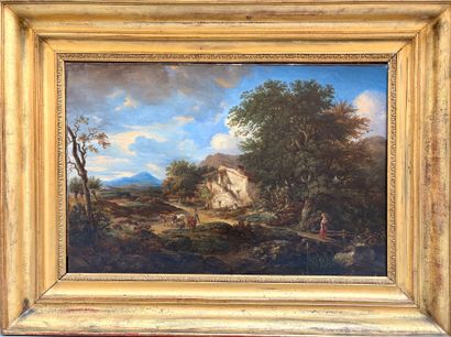 扬-巴普斯特-许斯曼（1826-1906）
热闹的风景，1835 年
布面油画，右下方有签名和年代
53...