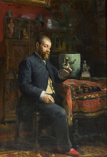 欧仁-贝特朗（1858-1934）
男子肖像，1886 年
布面油画，左上方有签名和年代
56...