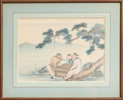Trois encres sur soie.
Lettrés
Chine, vers...