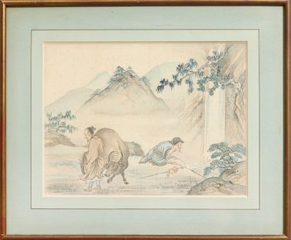 Trois encres sur soie.
Lettrés
Chine, vers...