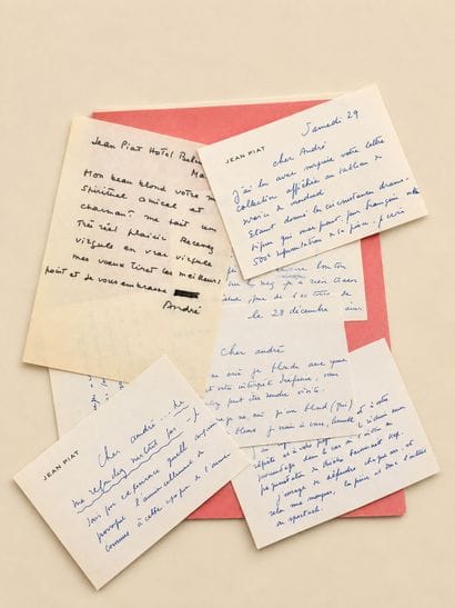 Jean PIAT: 3 letters and 6 handwritten, signed...