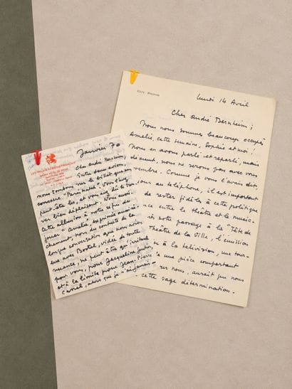 Guy BEDOS: 2 signed autograph letters. He...