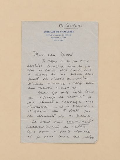 VILALLONGA, José Luis de: 1 signed handwritten...