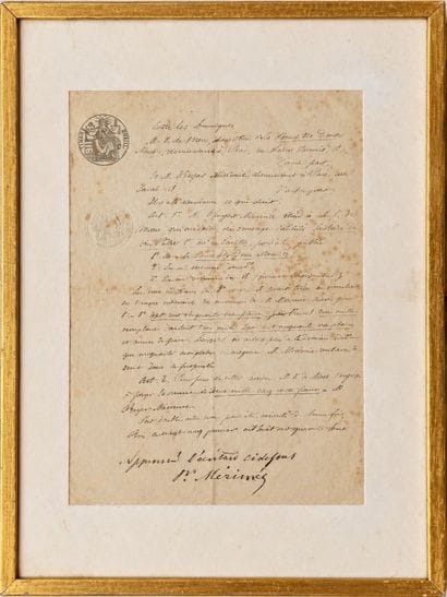 Prosper Mérimée: Original handwritten contract...