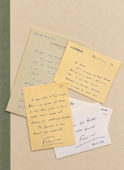 GIROUD, Françoise: 3 letters and 5 handwritten,...