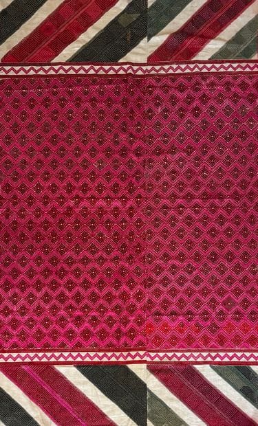Tenture phulkari rectangulaire en toile de...