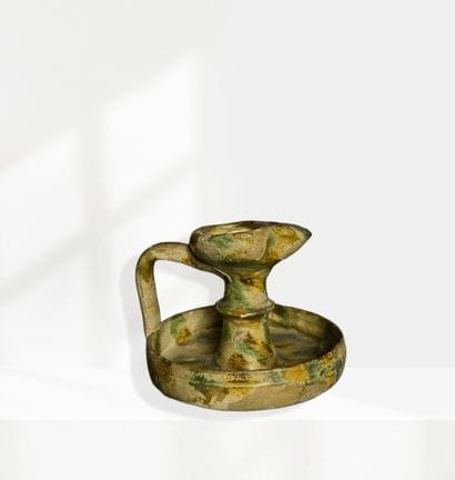 Lampe à huile 
Céramique à glaçure verte...