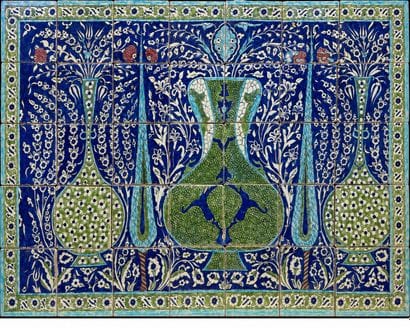 Panneau de 40 carreaux de Damas 
Pâte siliceuse...