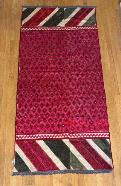 Tenture phulkari rectangulaire en toile de...