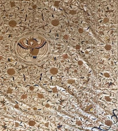 Rare tenture ou couverture de lit Indo-portugaise,...