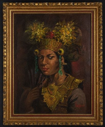 Portrait d’une Balinaise
Signé «Madjid» (?)
Huile...