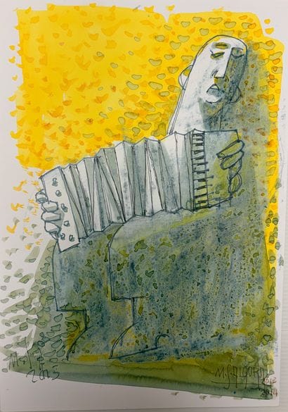 Ma-San Algora - Set of 5 drawings: Man with...