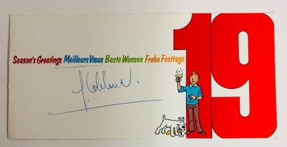 Lombard - 1983 Greeting Card: Tintin raising...