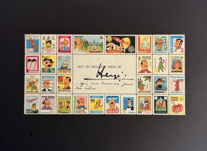 Hergé - 1976 Greeting Card: Sheet of mock...