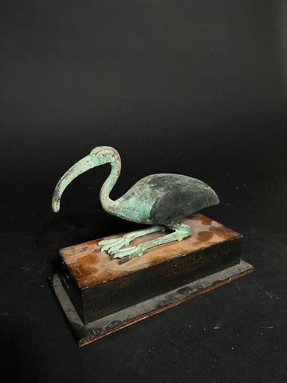 STATUETTE DE THOT IBIS
en bronze à patine...