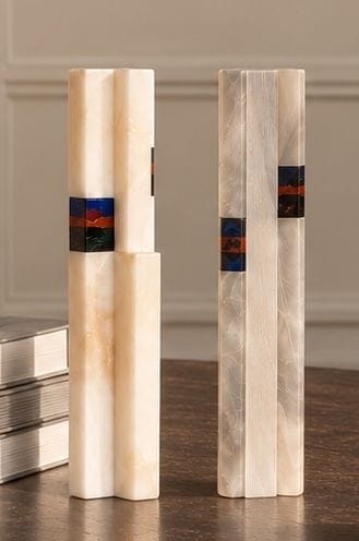 PAIR OF ARCHITECTURAL CANDLEHOLDERS 
made...