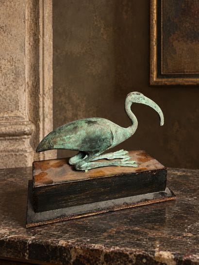 STATUETTE DE THOT IBIS
en bronze à patine...