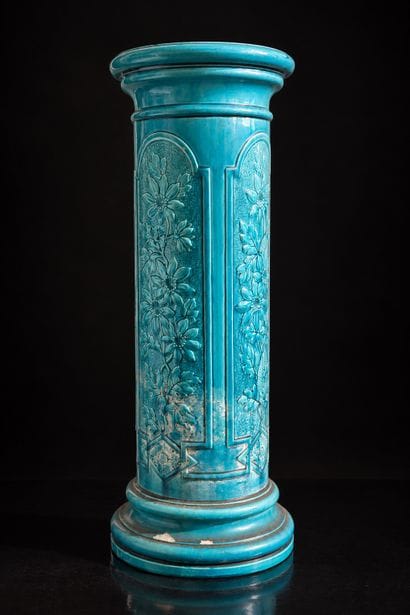 COLUMN 
Cylindrical, turquoise-blue glazed...