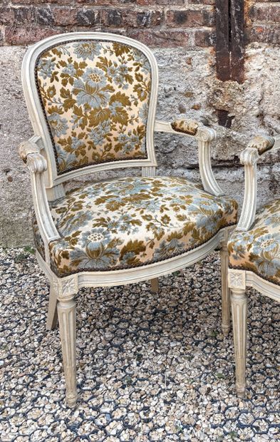 PAIR OF CABRIOLET ARMCHAIRS 
made of molded,...