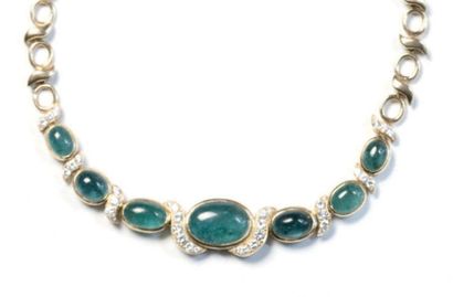 Collier semi-articulé en or jaune 18K serti...
