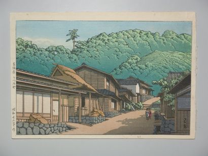 Estampe de Hasui, le village Utsunaya sur...