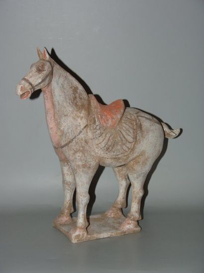 Cheval debout sur une terrasse, et portant...