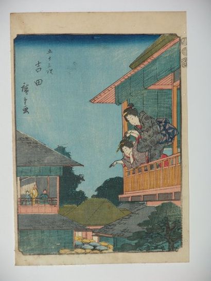 Estampe de Hiroshige, série du Jimbutsu Tokaido,...