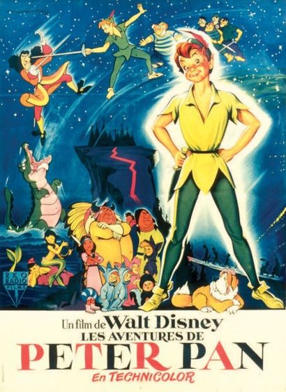 PETER PAN DISNEY Walt - 1953 SOUBIE - 120x160cm...