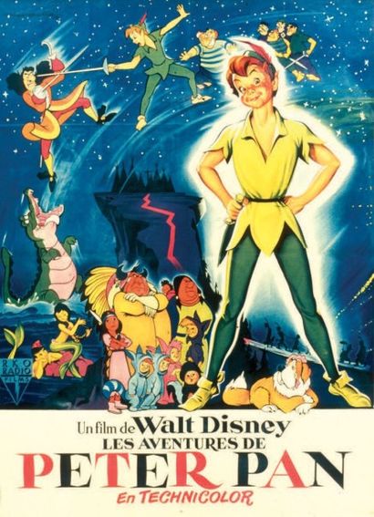 PETER PAN DISNEY Walt - 1953 SOUBIE - 120x160cm...
