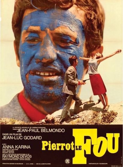 PIERROT LE FOU GODARD Jean-Luc - 1965 120x160cm...