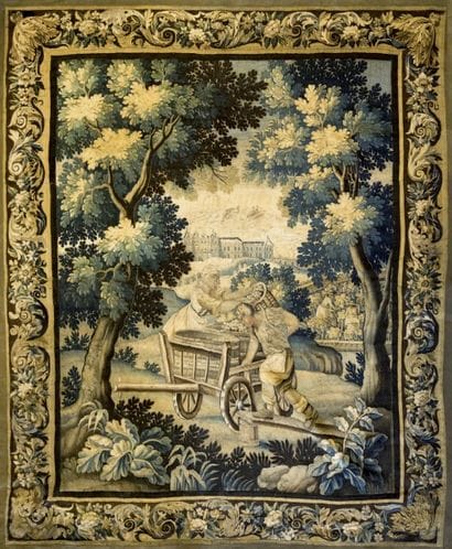 Tapisserie en laine et soie à décor d'une...