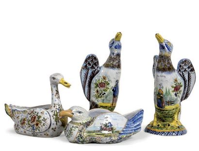 Ensemble de vide-poches à décor de canard...