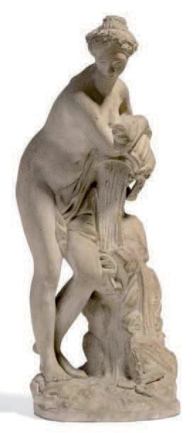 Statuette en biscuit représentant une jeune...