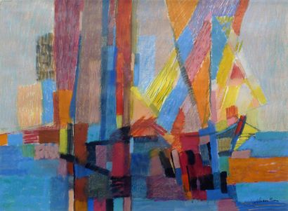 CHEVOLLEAU Jean
Le port.
Gouache et pastel...